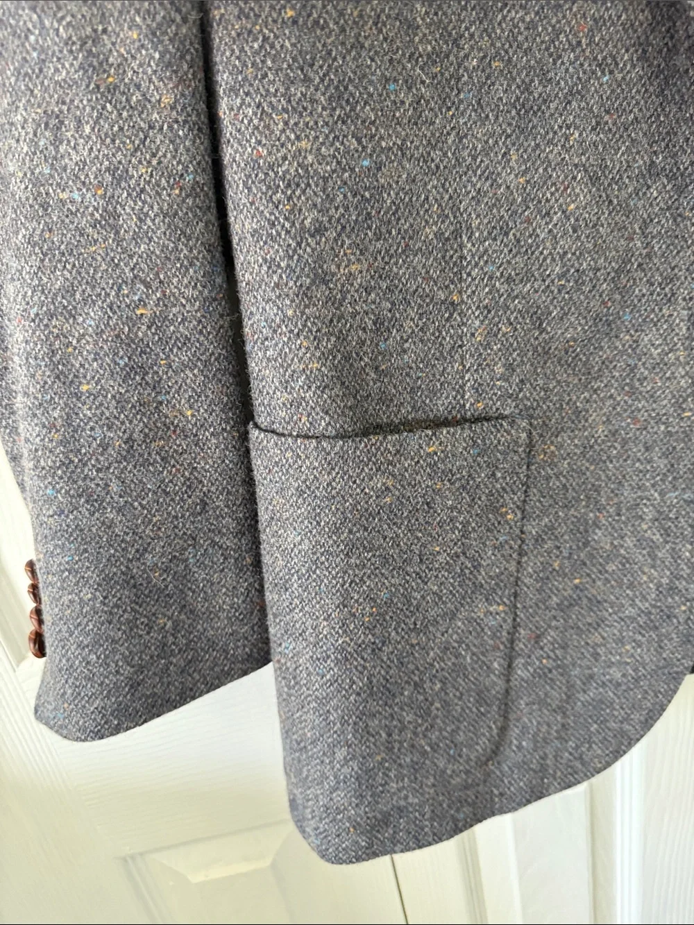 Vintage Stafford Wool Donegal Tweed Blazer Men's Gray Elbow Patches Sz 40S